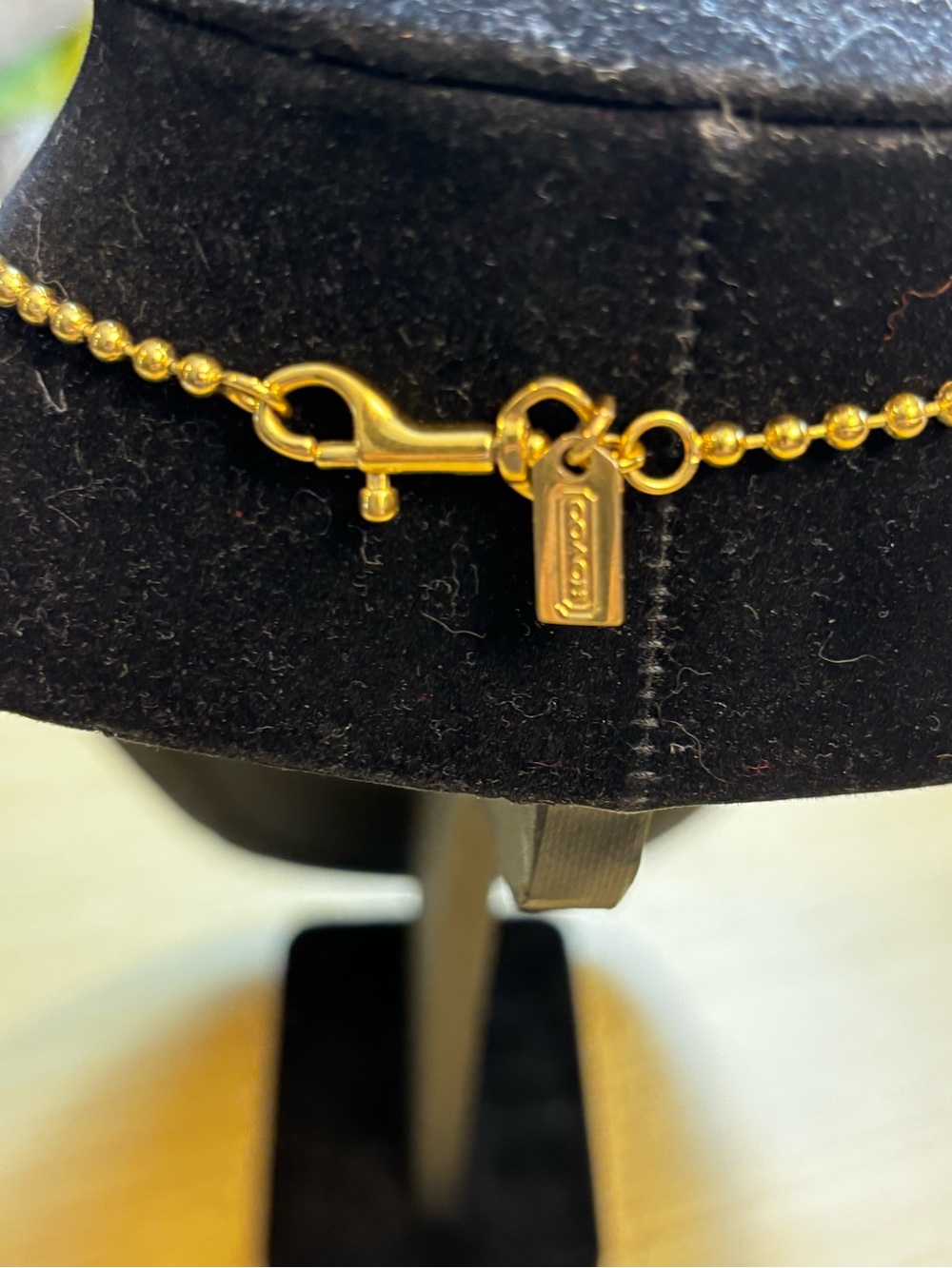 COACH Vintage Gold-Tone Beaded Ball Chain Cross Pendant Necklace - Picture 3 of 6